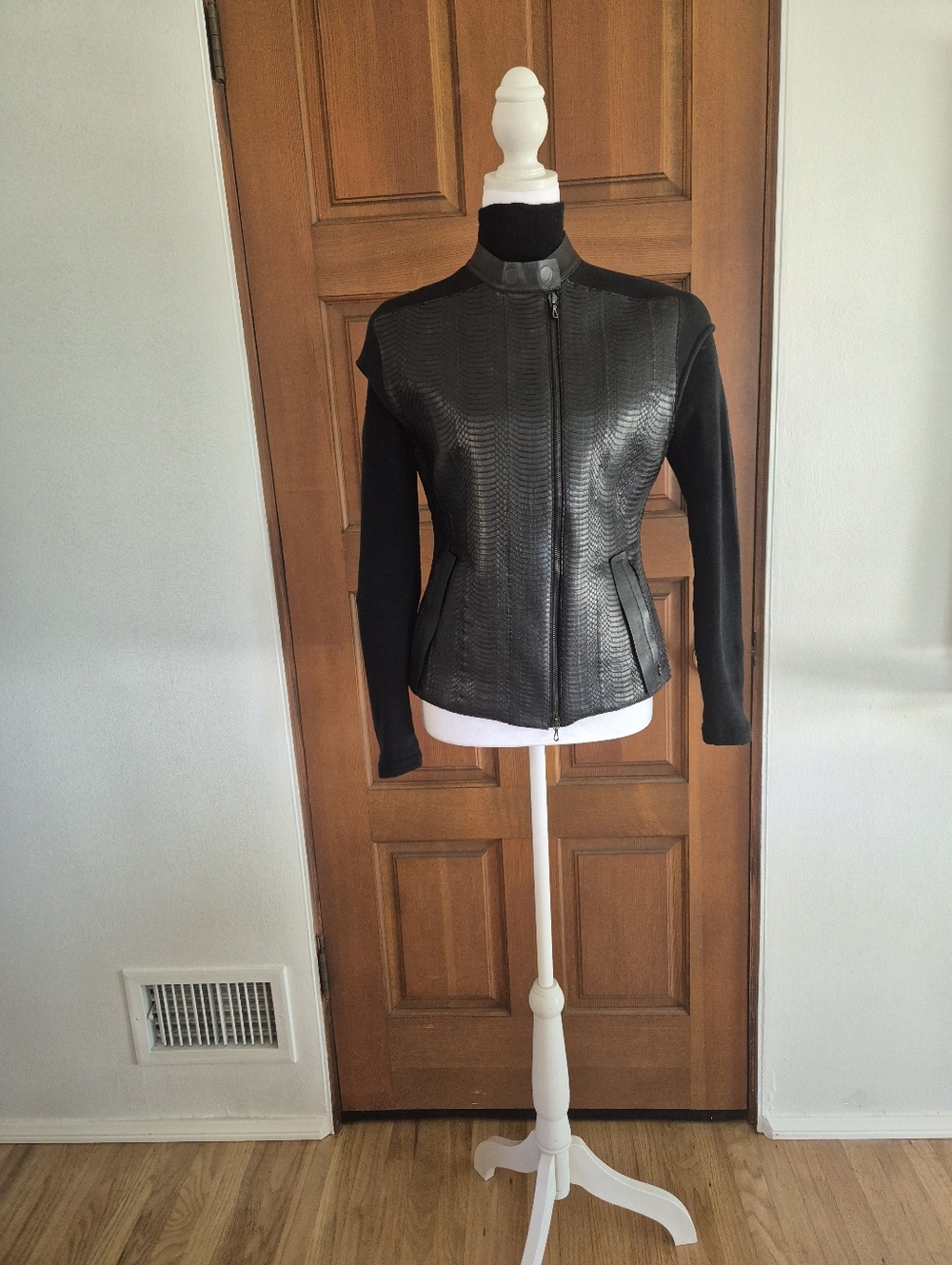 LANVIN Black Snake & Leather Vest Jacket